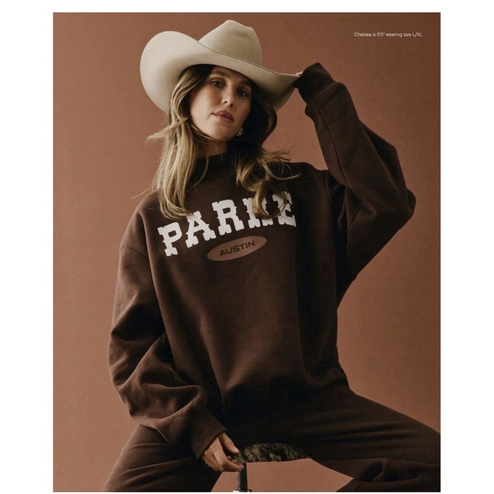 Parke Austin Mockneck Fleece Sweatshirt Brown Signature Style S/M Small Medium